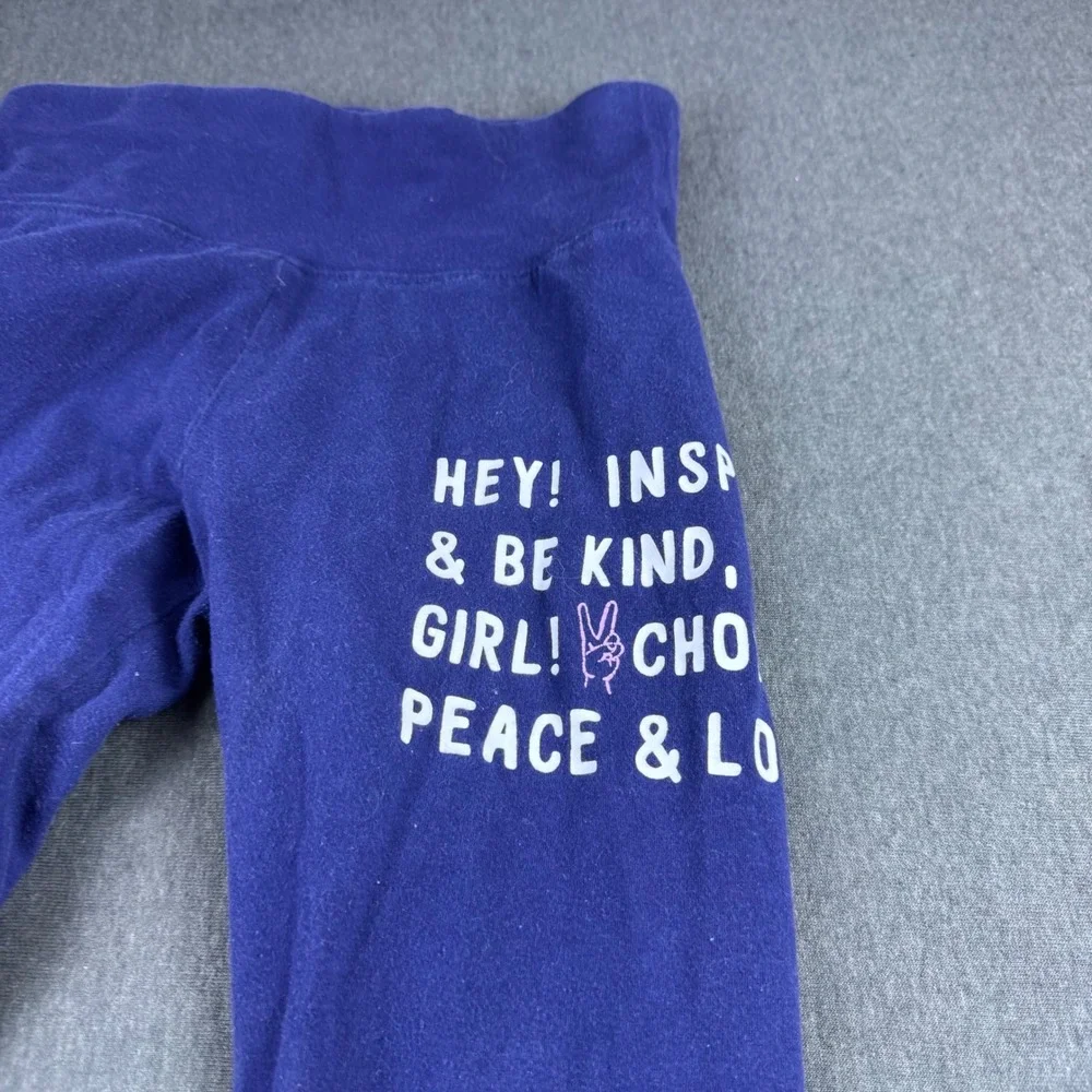 Justice Girls Graphic Leggings Size 14/16‎ Purple Peace Love Kind Inspirational
